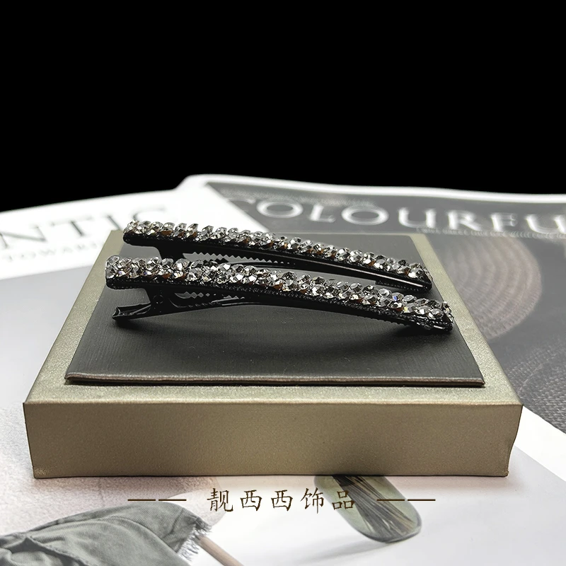 18264鸭嘴夹大号8厘米满钻边夹一对装