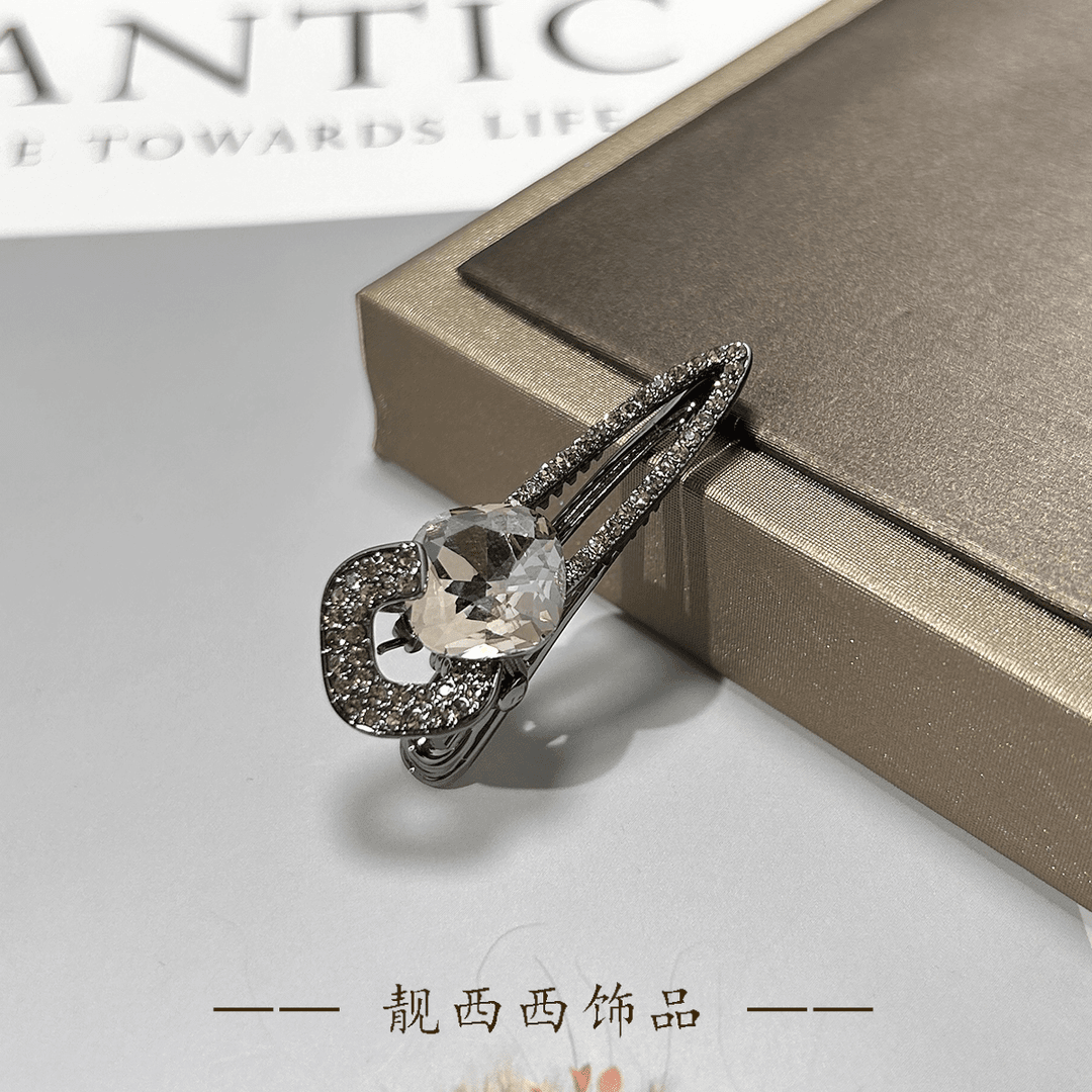 21190 4厘米鸭嘴夹女合金满钻重工刘海夹