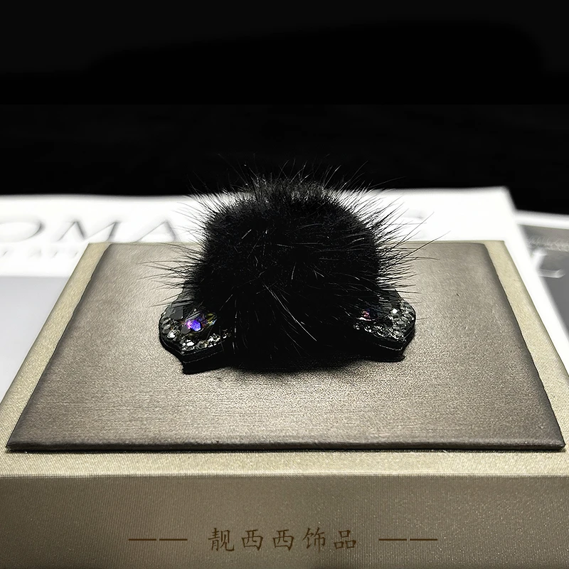 【靓西西LXX】2244碎发BB夹5厘米炫彩满钻蝴蝶结毛毛球边夹