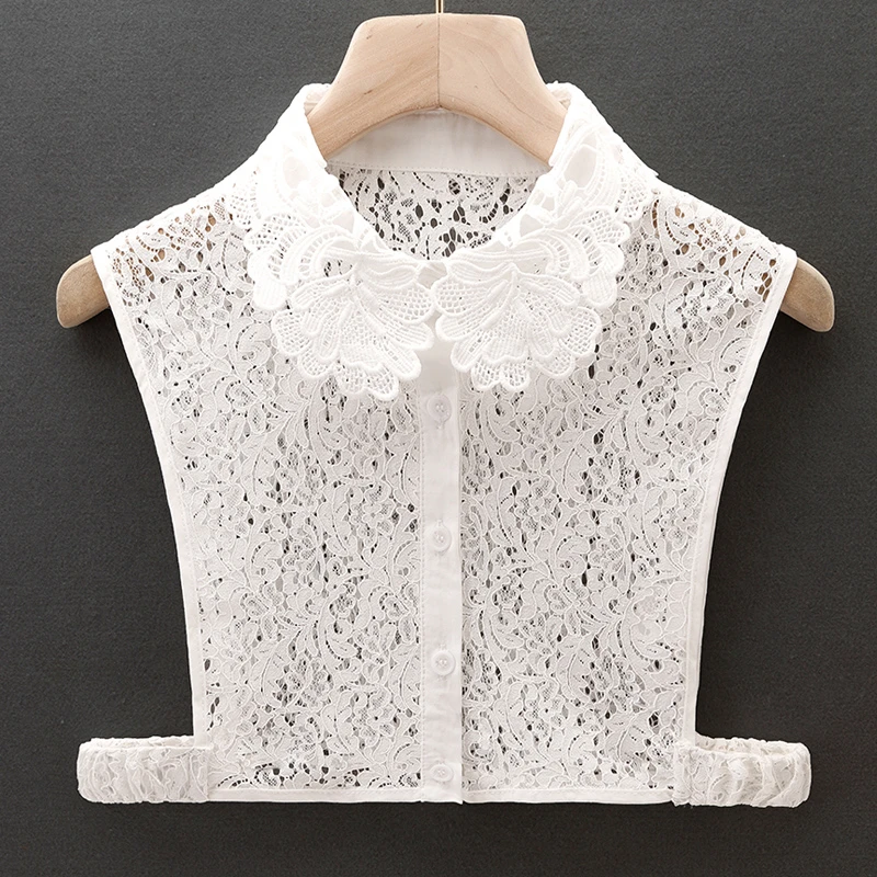 新款蕾丝假领子白色百搭女士韩版衬衫领镂空娃娃领秋冬季洋气时尚