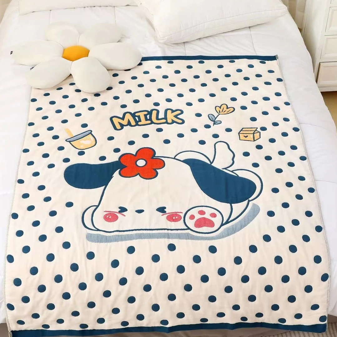 微瑕棉纱面包被盖毯120x150cm-牛奶玉G狗