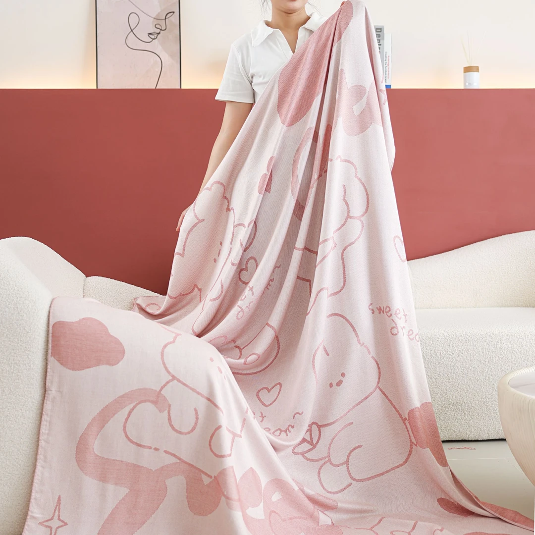 【清凉一夏】奥地利天丝凉感毯150x200cm-甜梦熊粉