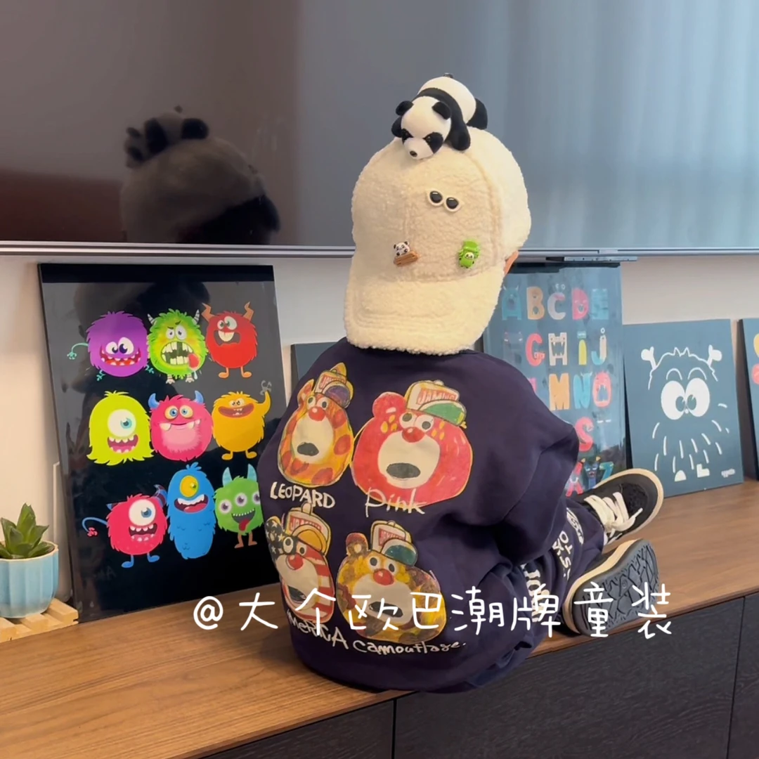 【现货清仓福利】JAM运动套装儿童加绒运动套装薄绒磨毛