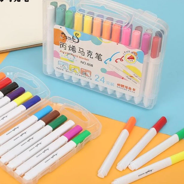 丙烯马克笔水性美术绘画手工彩笔不脏手可水洗大容量儿童马克笔