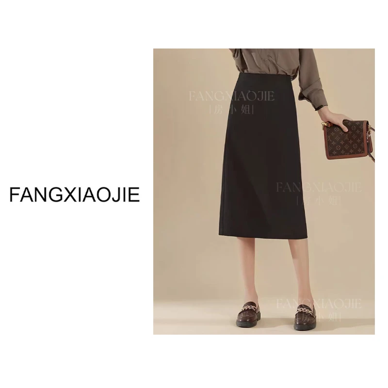 通勤呢料口袋半身裙秋冬不规则秋季休闲高腰时尚轻奢中长款