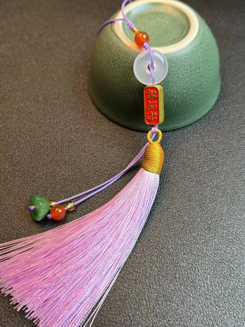 （新粉福利）玛瑙玉髓平安扣紫流苏转运符挂件吊坠/多样性一件