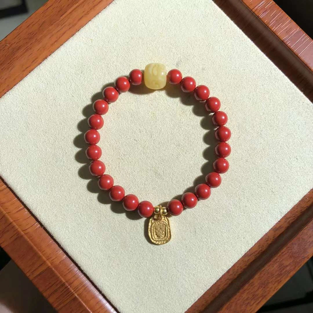 含辰砂工艺品【不可方物】国风帝王朱砂扎基拉姆吊坠手串女友礼物