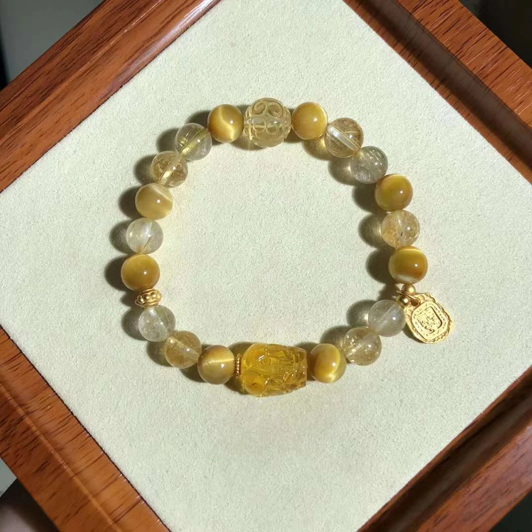 【不可方物】招米系列琥珀貔貅黄水晶多宝手串送男友女友礼物
