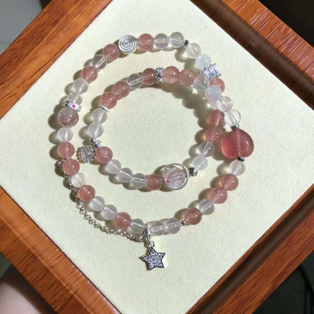 非金属手链 时尚百搭粉色系 原创双圈手串 招花花小仙女必备