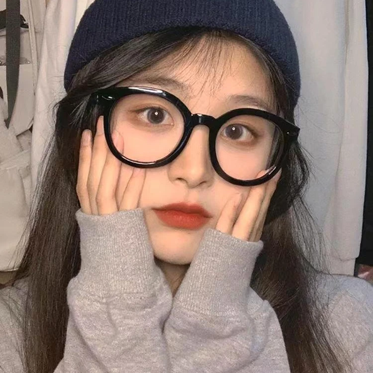 黑框眼镜女素颜大框变色防蓝光辐射黑粗框近视可配度数网红框架