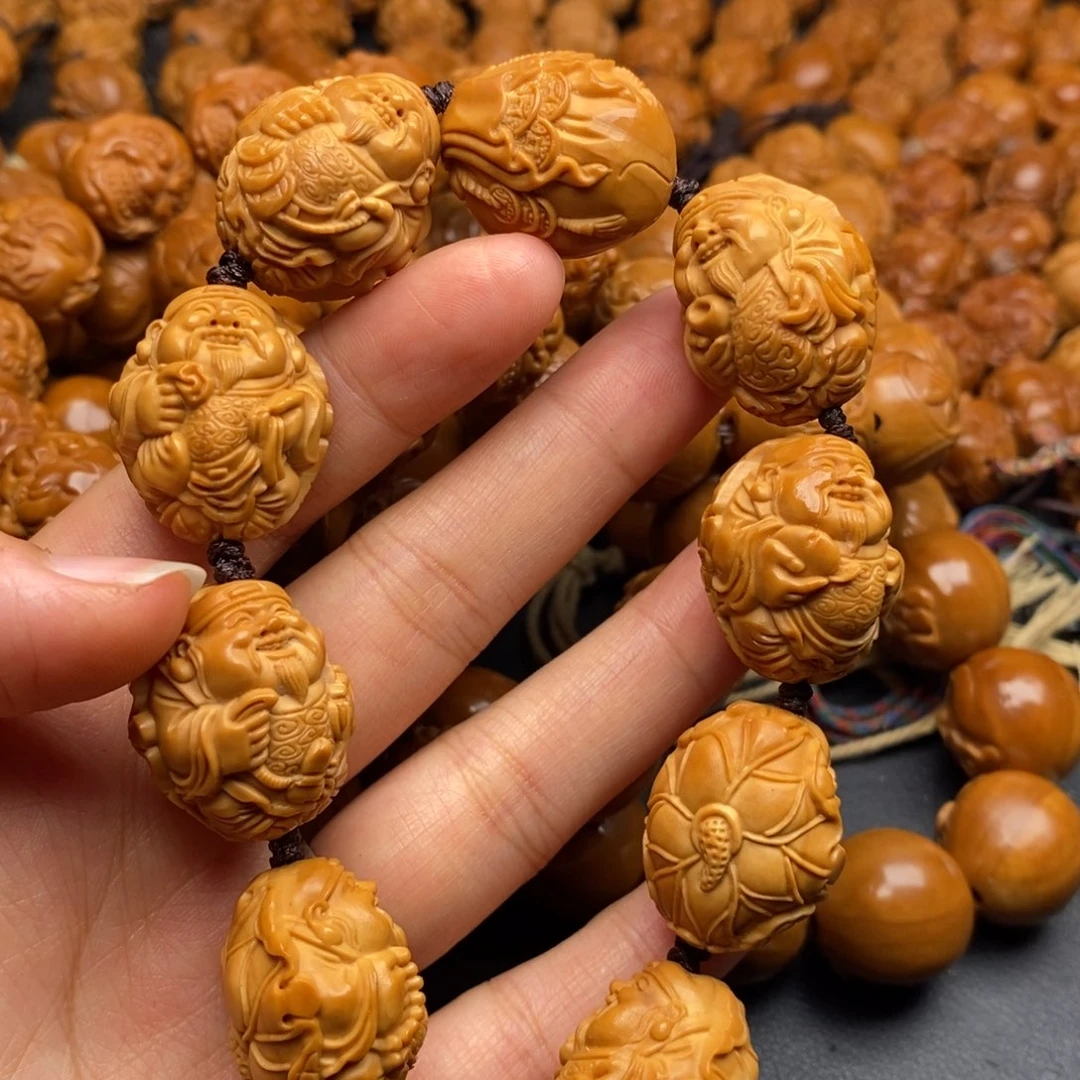 橄榄核吊坠荷叶财神精修2.0