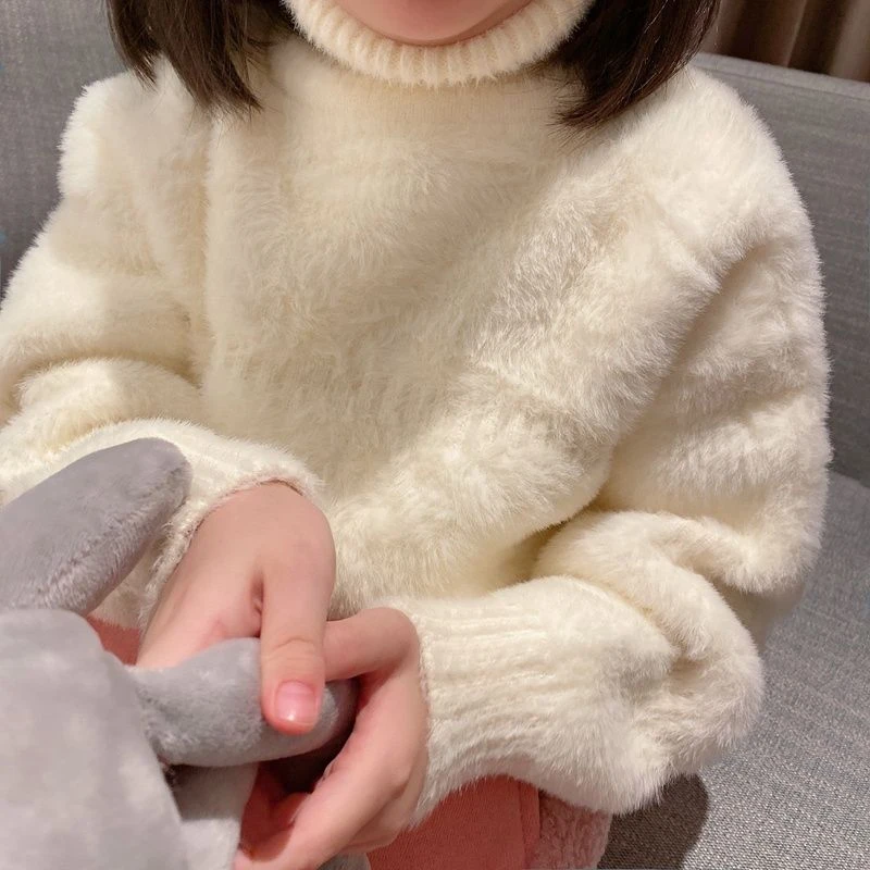 女童毛衣不起球儿童上衣打底衫韩版宝宝新款男女童秋冬针织衫高领