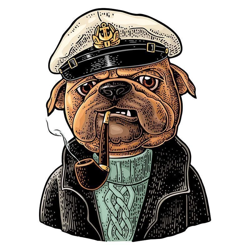 叼烟斗狗船长汽车贴纸电动车装饰摩托车贴纸个性卡通防水划痕车贴