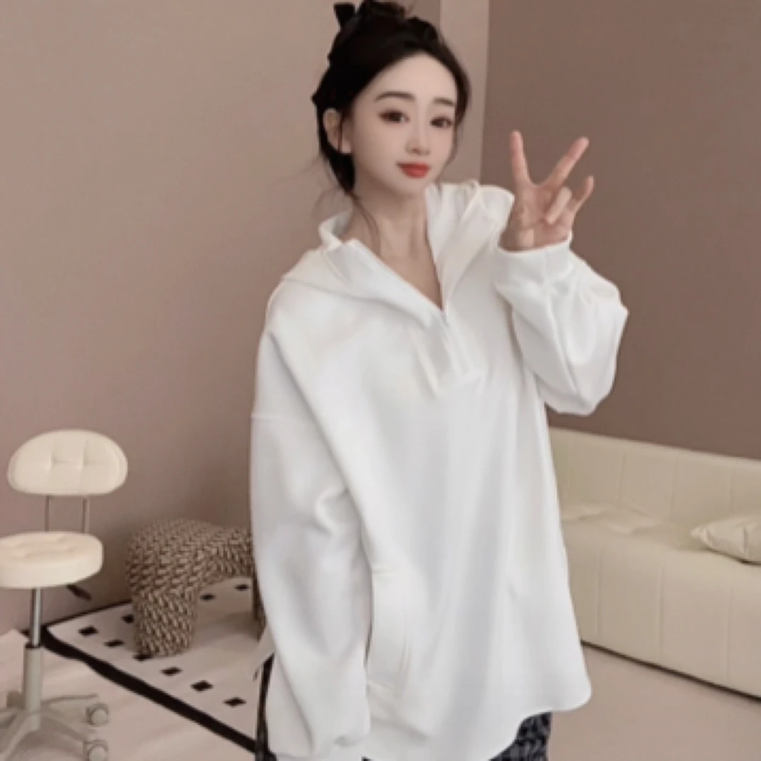 秋冬连帽宽松慵懒风帽衫美式重磅加厚百搭休闲卫衣外套女上衣