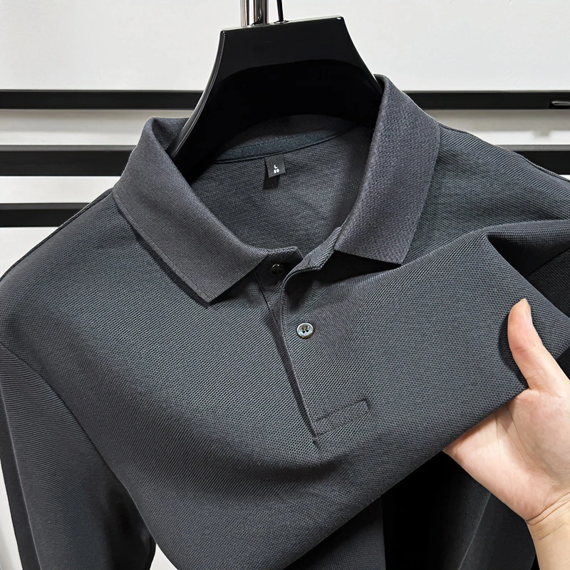 Zero Degree North重磅100%纯棉长袖POLO衫T恤男春秋纯色休闲内搭