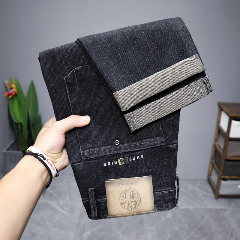 男士牛仔裤春季新款轻奢高端修身小直筒休闲弹力春秋百搭潮牌长裤