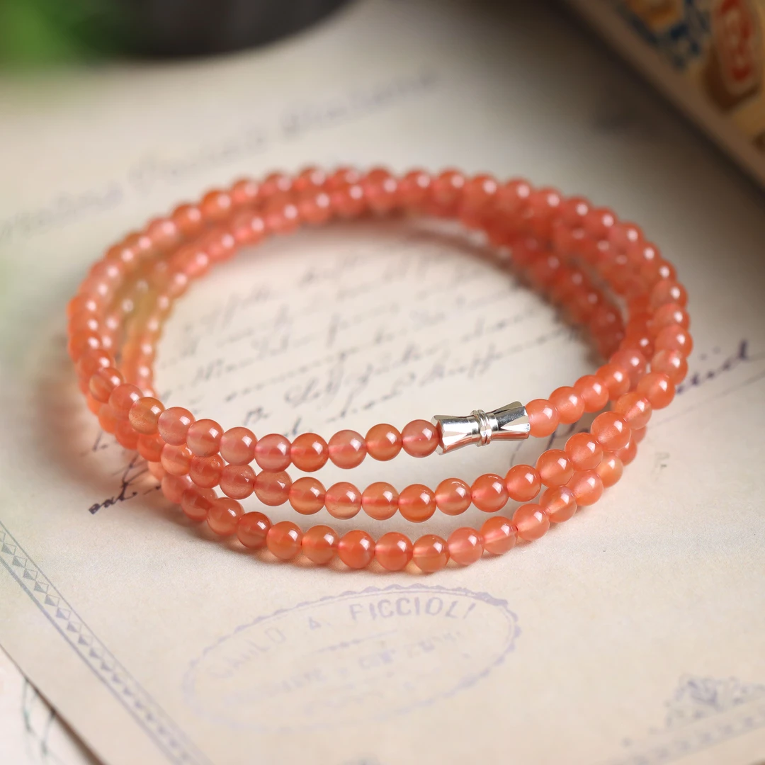 南红玛瑙圆珠素圈民族风女神链气质送礼女款毛衣链