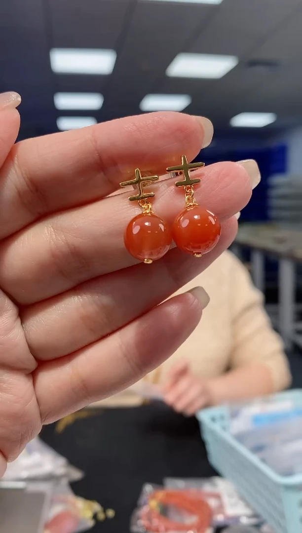 【闪购商品】玛瑙/玉髓耳饰银S925镶嵌