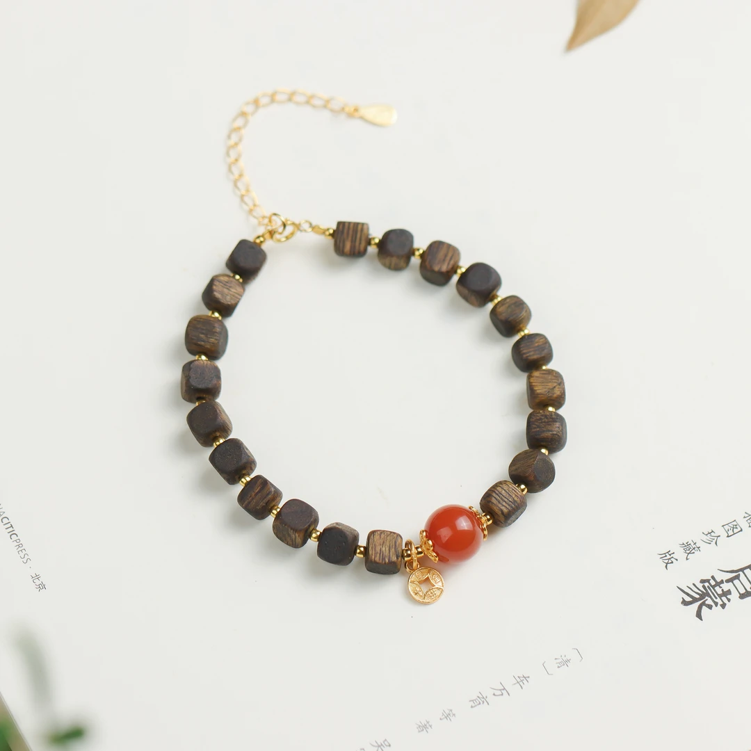 沉香沉香随型珠铜钱民族风时尚精致送礼女款手链