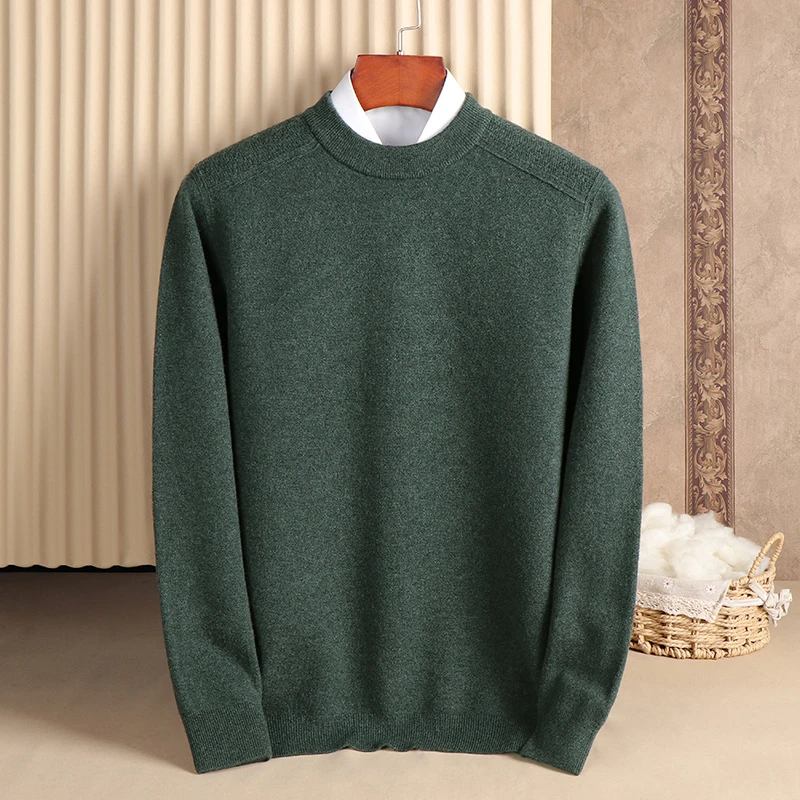 圆领羊绒衫男款正品100%纯羊绒直播加厚保暖冬季中年山羊绒毛衣