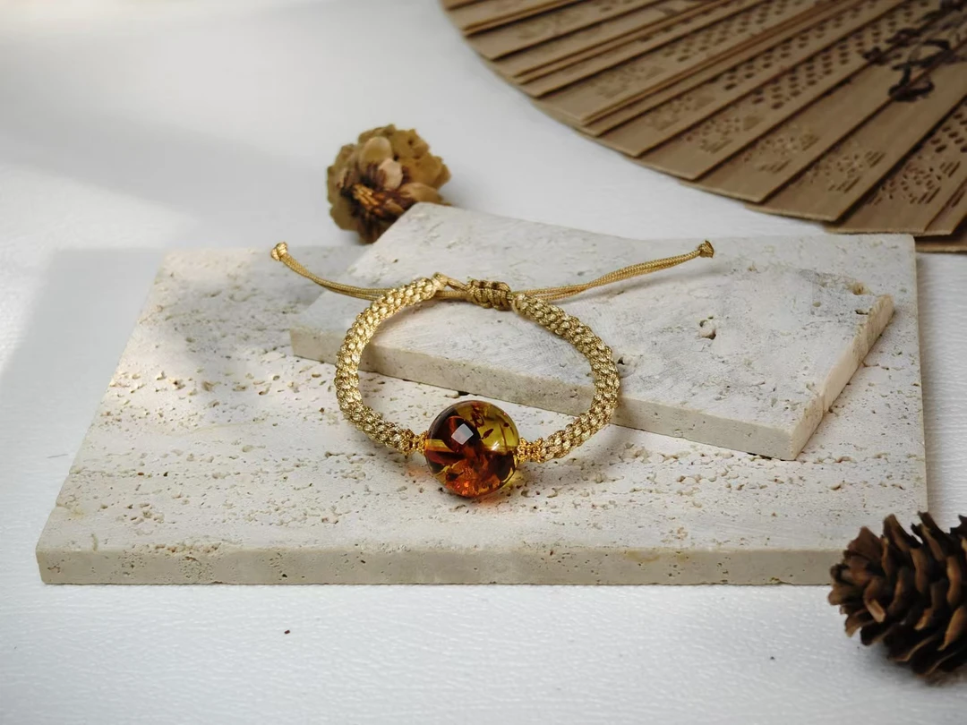 【要努力】 B753 琥珀未镶嵌 花珀大珠玉米节手绳