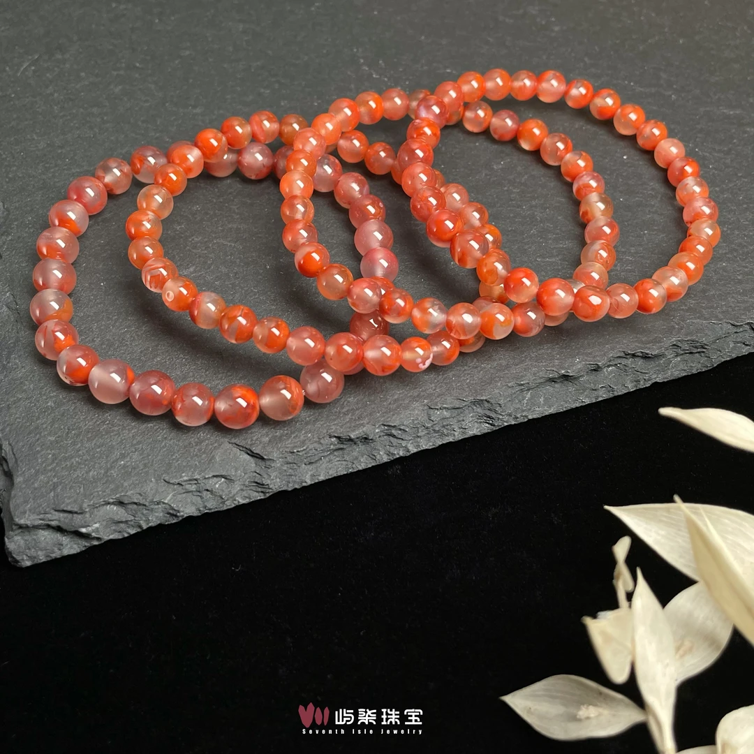 【要努力】 H022 玛瑙未镶嵌 冰飘南红手串6m 多样性发一