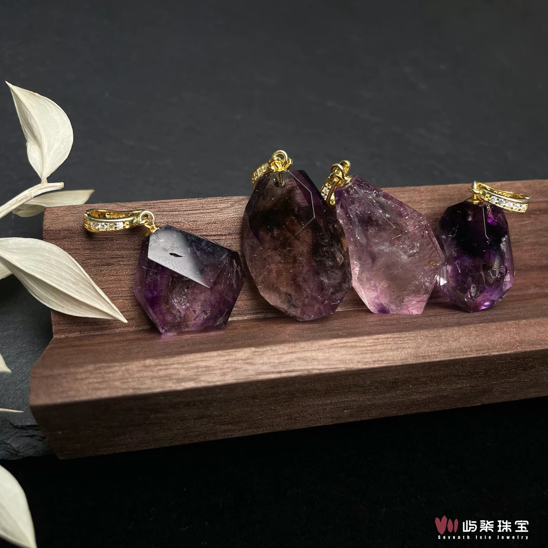 【要努力】C627 水晶银925镶嵌 超柒原石随形吊坠多样性发一