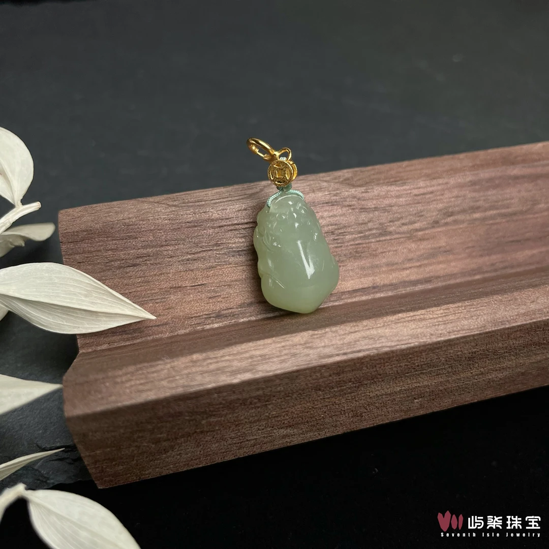 【要努力】C1092 和田玉银S925镶嵌 和田貔貅吊坠多样性发一