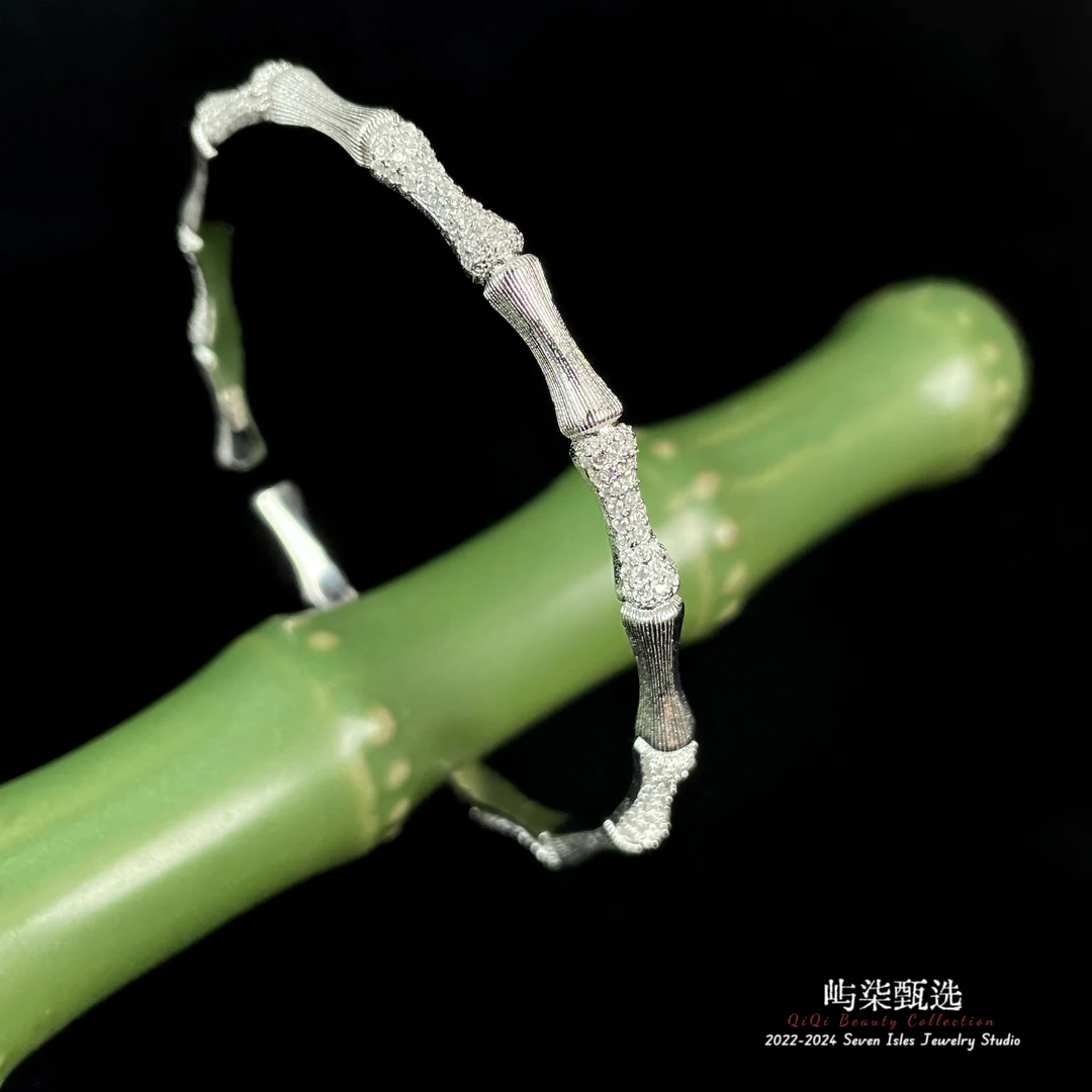 925银手镯 【要努力】B787 银925饰品 银竹节手镯