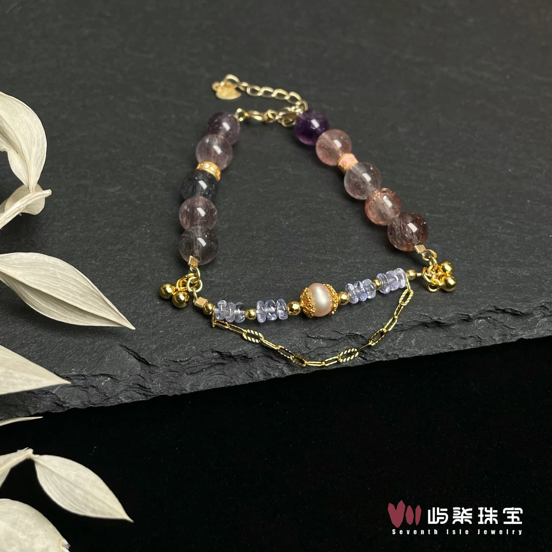 【要努力】B248 水晶银s925镶嵌 超七坦坦手链