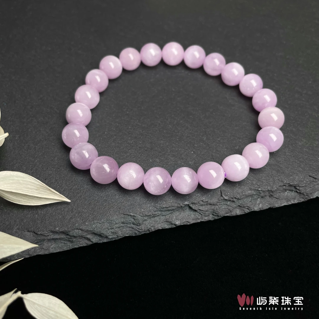 【要努力】H038 锂辉石未镶嵌 紫锂辉手串8m