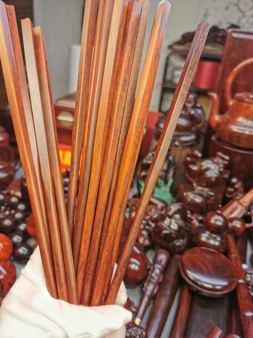 保真印度小叶紫檀筷子檀香紫檀10双精品手工筷子手工艺特色筷子