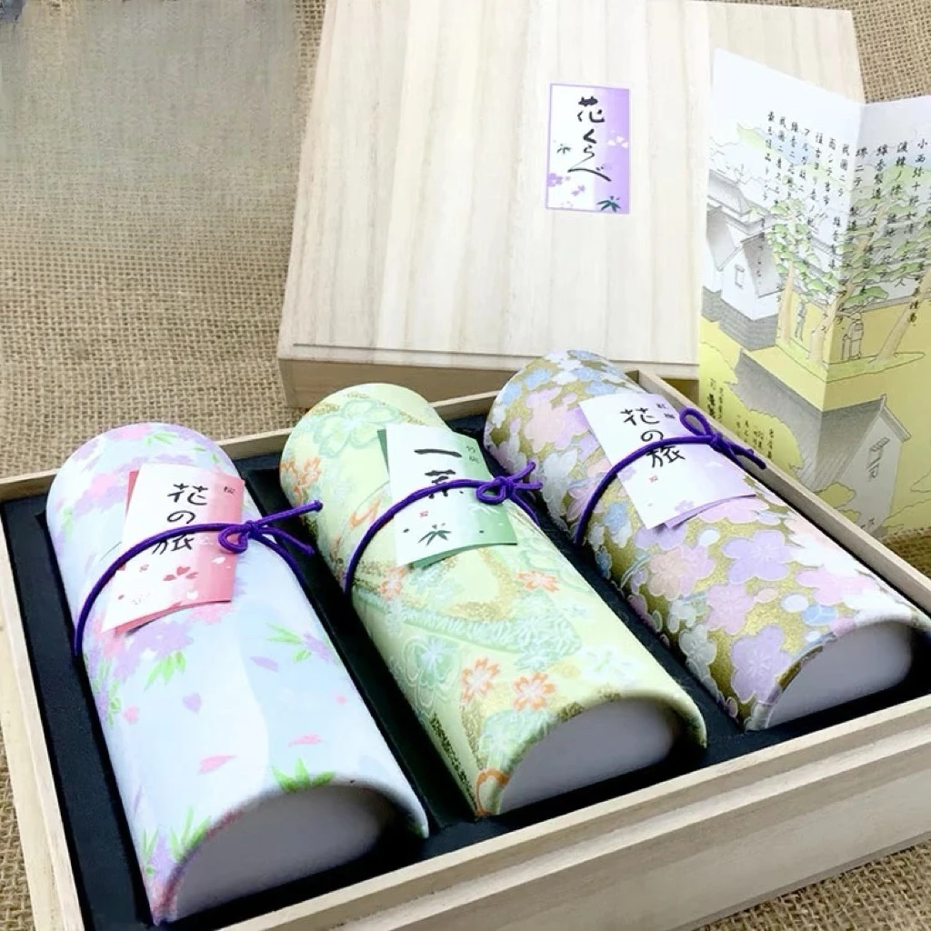 J32晴明堂花の旅梅花/樱花/一枼线香熏香套装三盒装2310