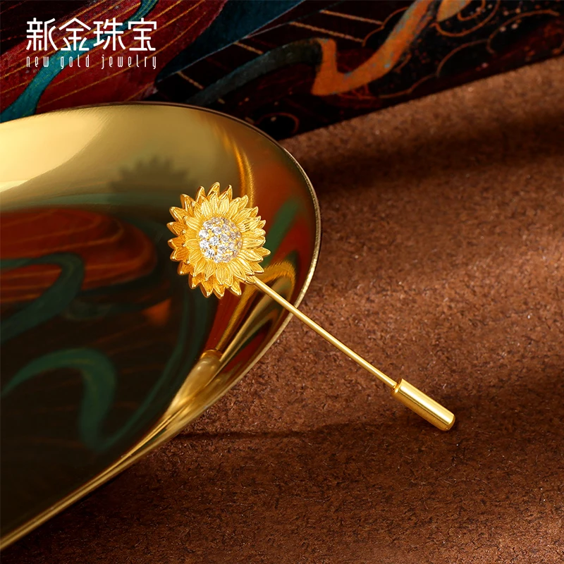 925银合成锆石胸针 新金珠宝 花开敦煌雅丹风大漠朝阳胸针大气
