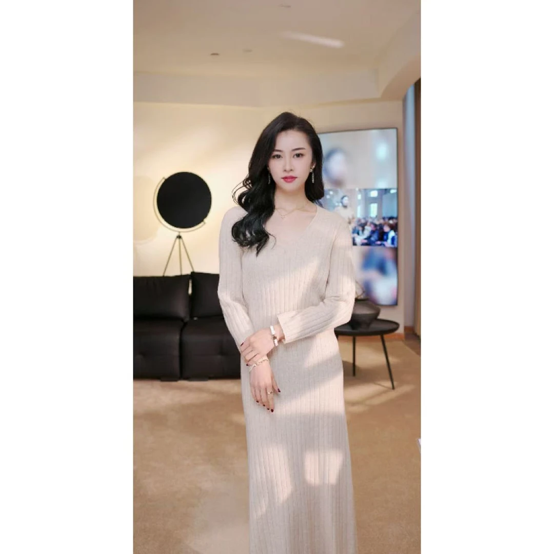 【露露】时尚气质百搭长袖秋冬中长款连衣裙yn-24