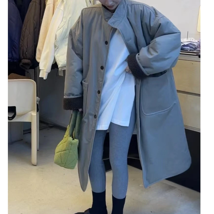 瑶瑶家-冬季新款洋气两面穿加厚长款外套#28977