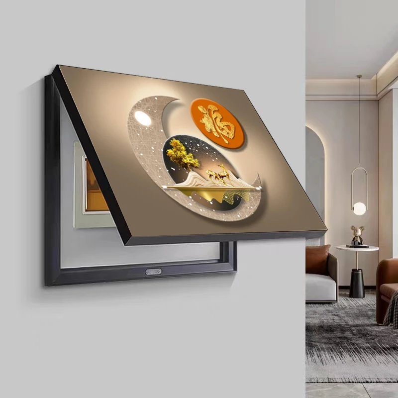 【电表箱】电表箱装饰画液压轻奢简约镶钻晶瓷画电闸电表盒遮挡画