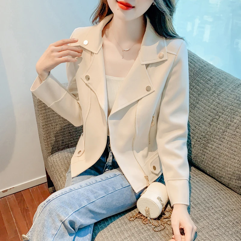 鹿皮绒西装短款外套女秋冬2025新款小香风气质修身机车服夹克上衣