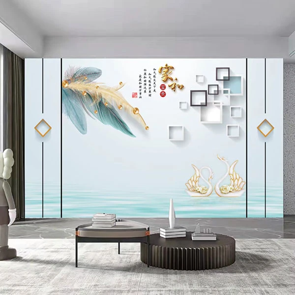 无缝现代新款时尚简约家和书房无缝中式背景墙壁画电视沙发墙布