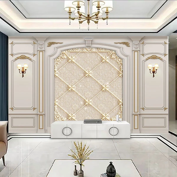 欧式简约卧室装修背景墙壁画电视沙发床头背景墙墙布背景