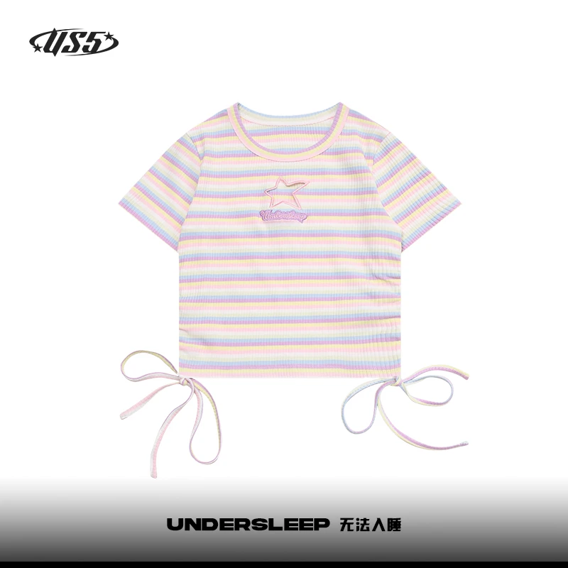 【郑丞丞专属】 无法入睡 复古设计感绑带短袖露脐上衣潮 23567