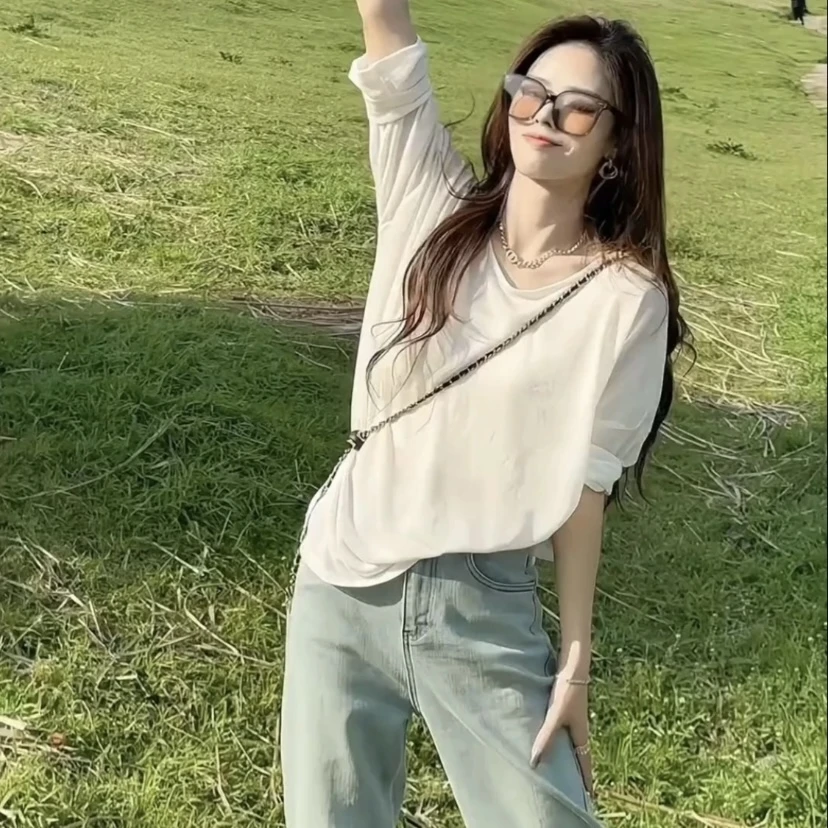 防晒衣女款夏季洋气露背薄款镂空罩衫长袖上衣宽松显瘦百搭T恤