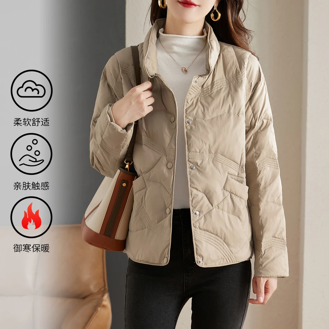 2025新款加绒加厚冬季羽绒服时尚轻薄保暖立领休闲百搭女装外套潮