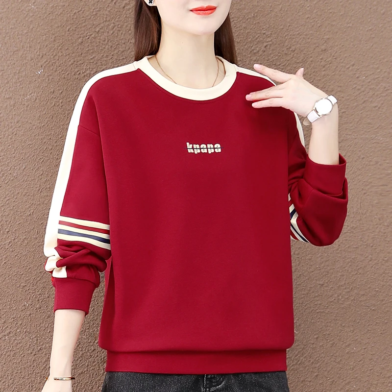 2023秋季新款休闲薄款圆领卫衣长袖时尚洋气上档次上衣女装直播