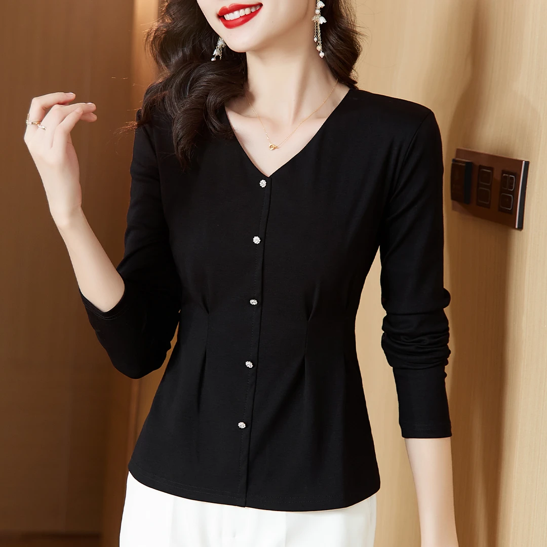 正肩洋气打底衫2025秋冬修身显瘦黑色打底衫女爆款洋气减龄精致