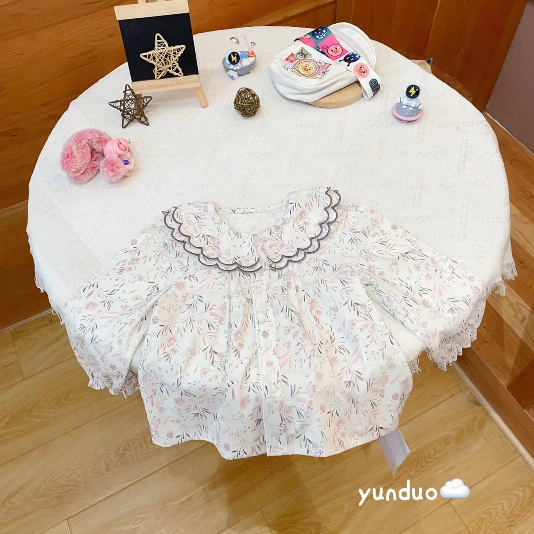 【白茶花】儿童双层花瓣领碎花满印衬衣10009