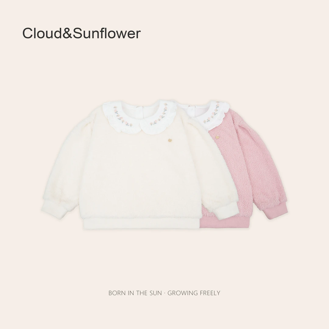 【云朵小葵】女童毛茸茸小金标冬季圆领加厚百搭卫衣660226