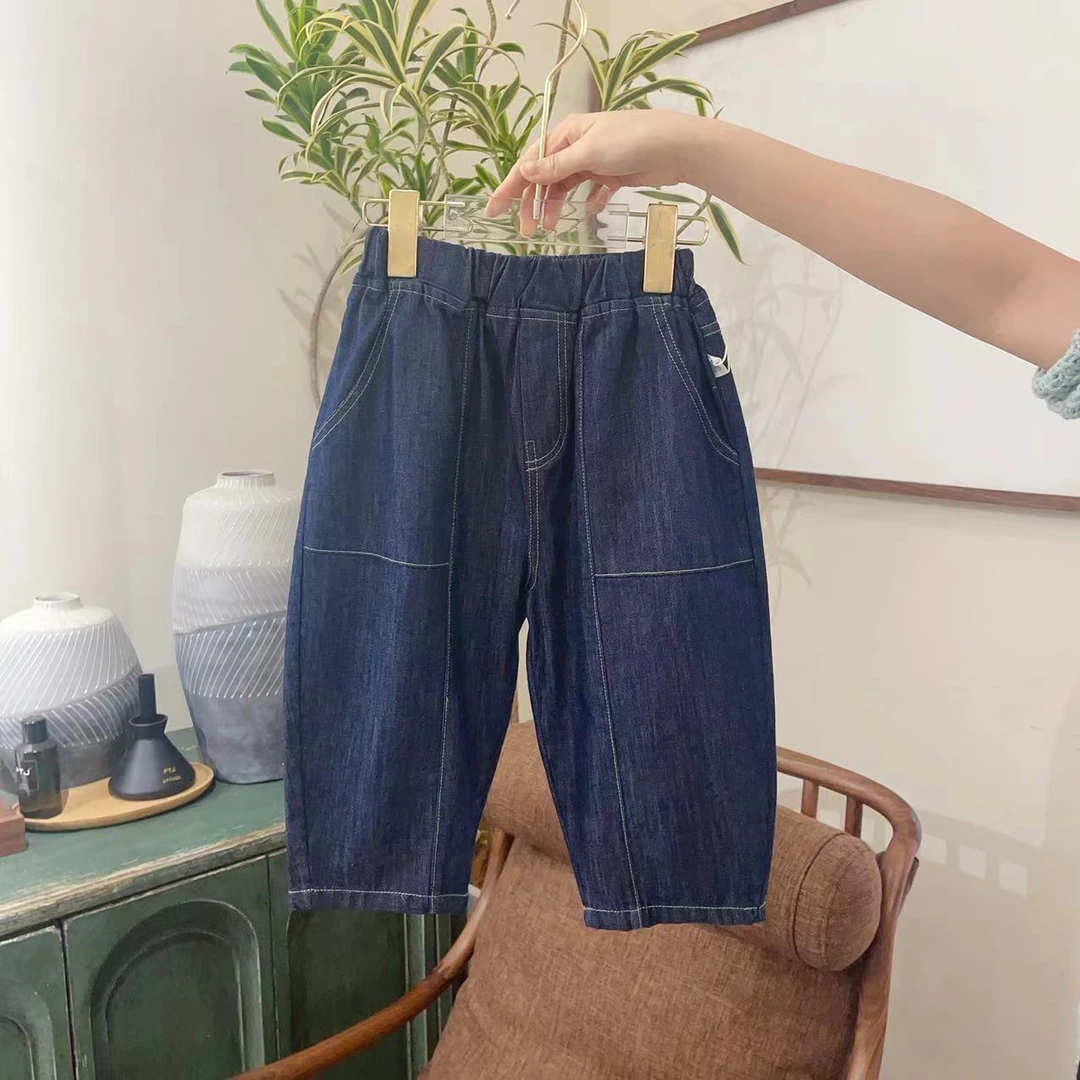 【云朵小葵】女童拼接莱赛尔锥形洋气牛仔裤28050