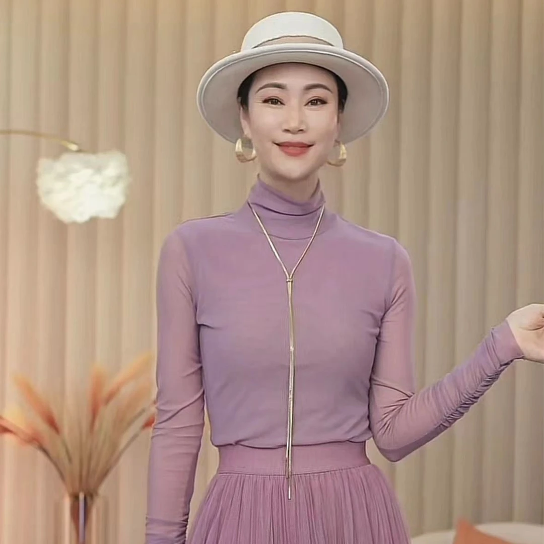 【云朵纱肌底衣】MAXGIGI新款百搭透视显年轻圆网纱打底女#23845