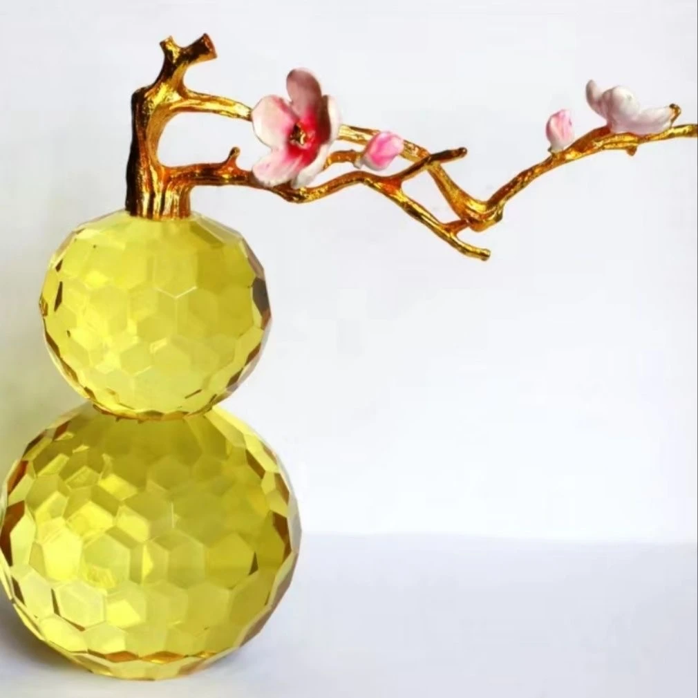 【晴好】H-563《富贵花开》水晶珐琅葫芦摆件家居酒柜装饰品花瓶花器
